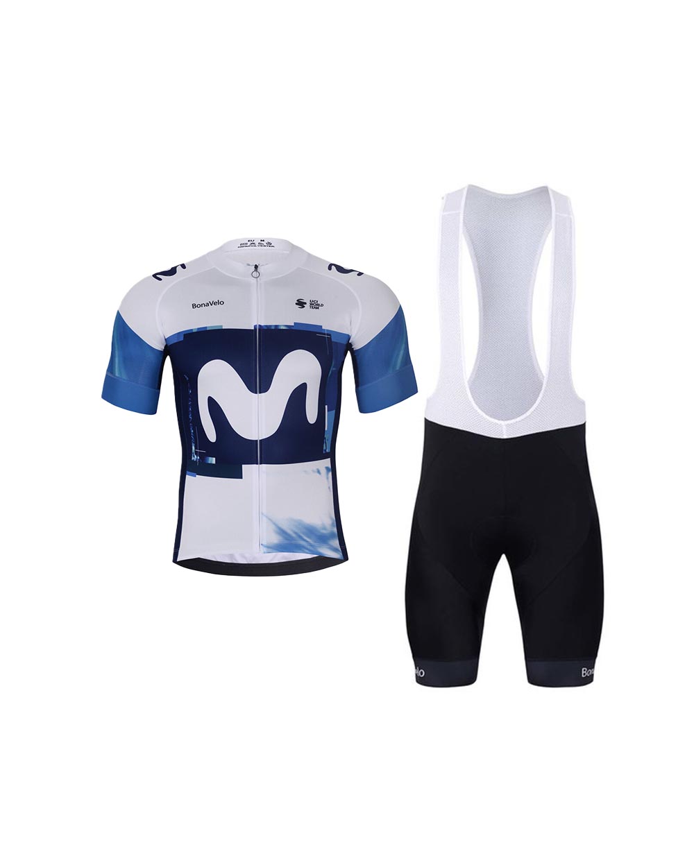BONAVELO Cyklistický krátky dres a krátke nohavice - MOVISTAR 2025 - biela/modrá/čierna