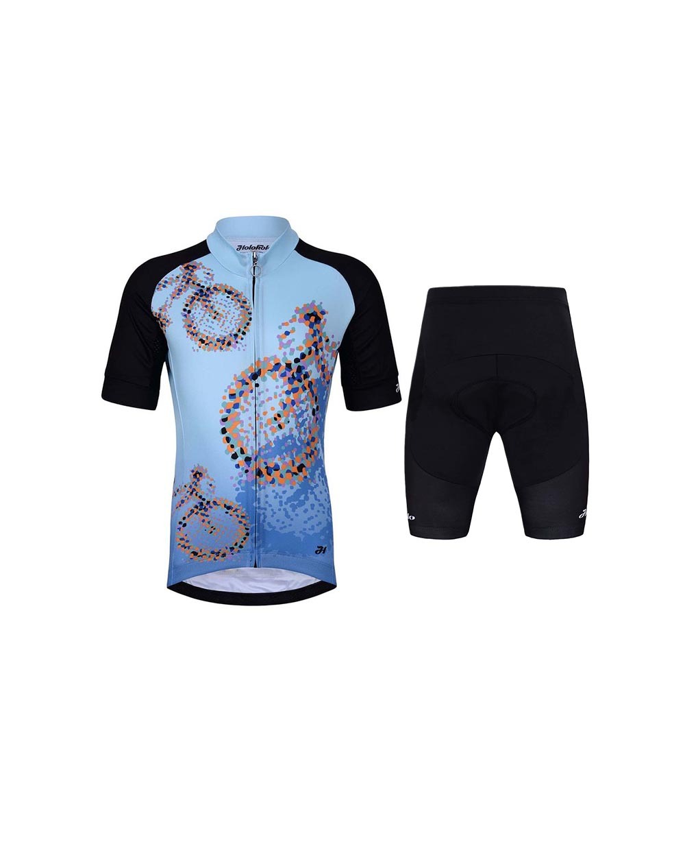 HOLOKOLO Cyklistický krátky dres a krátke nohavice - RIDERS KIDS - čierna/modrá/viacfarebná