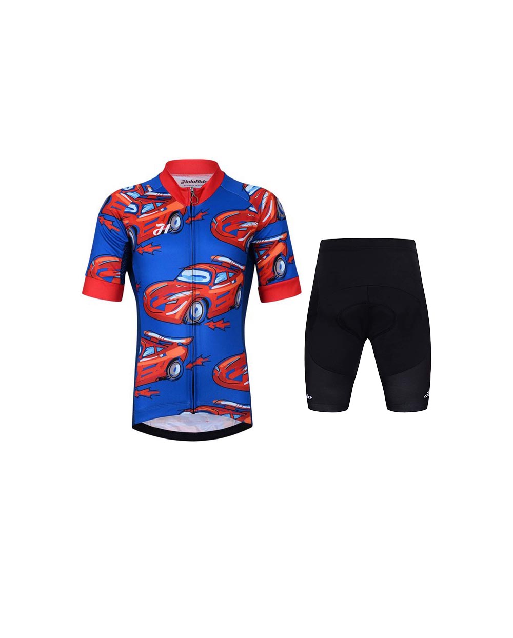HOLOKOLO Cyklistický krátky dres a krátke nohavice - CARS - červená/čierna/modrá