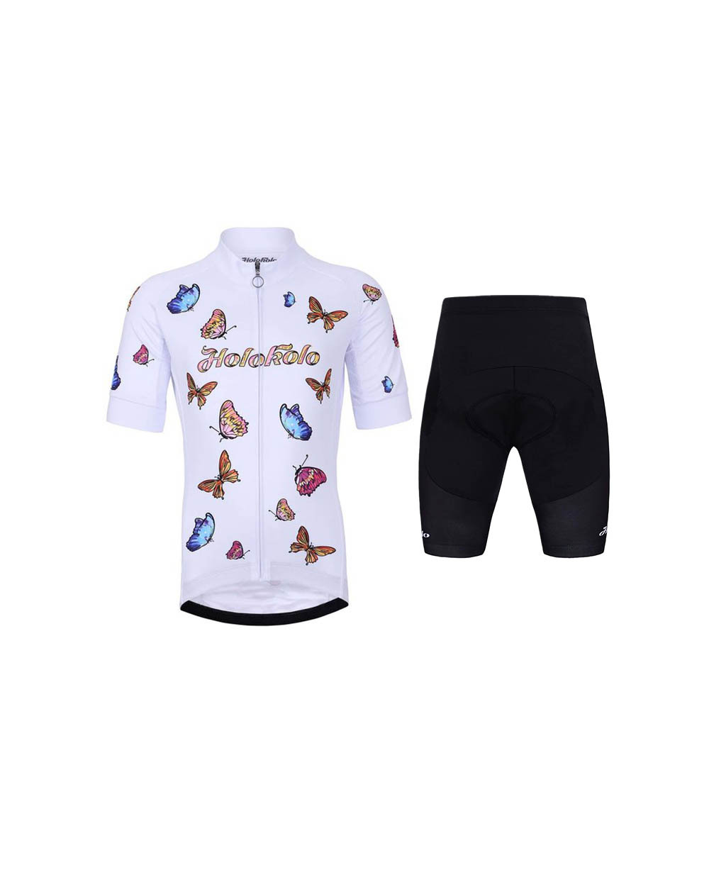 HOLOKOLO Cyklistický krátky dres a krátke nohavice - BUTTERFLIES - čierna/biela