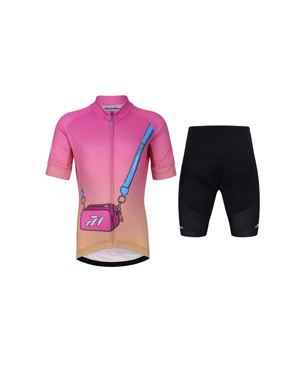 HOLOKOLO Cyklistický krátky dres a krátke nohavice - CANDYBAG - viacfarebná/ružová/čierna
