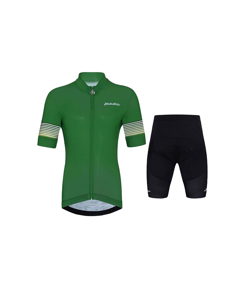 HOLOKOLO Cyklistický krátky dres a krátke nohavice - FLOW JUNIOR - čierna/zelená