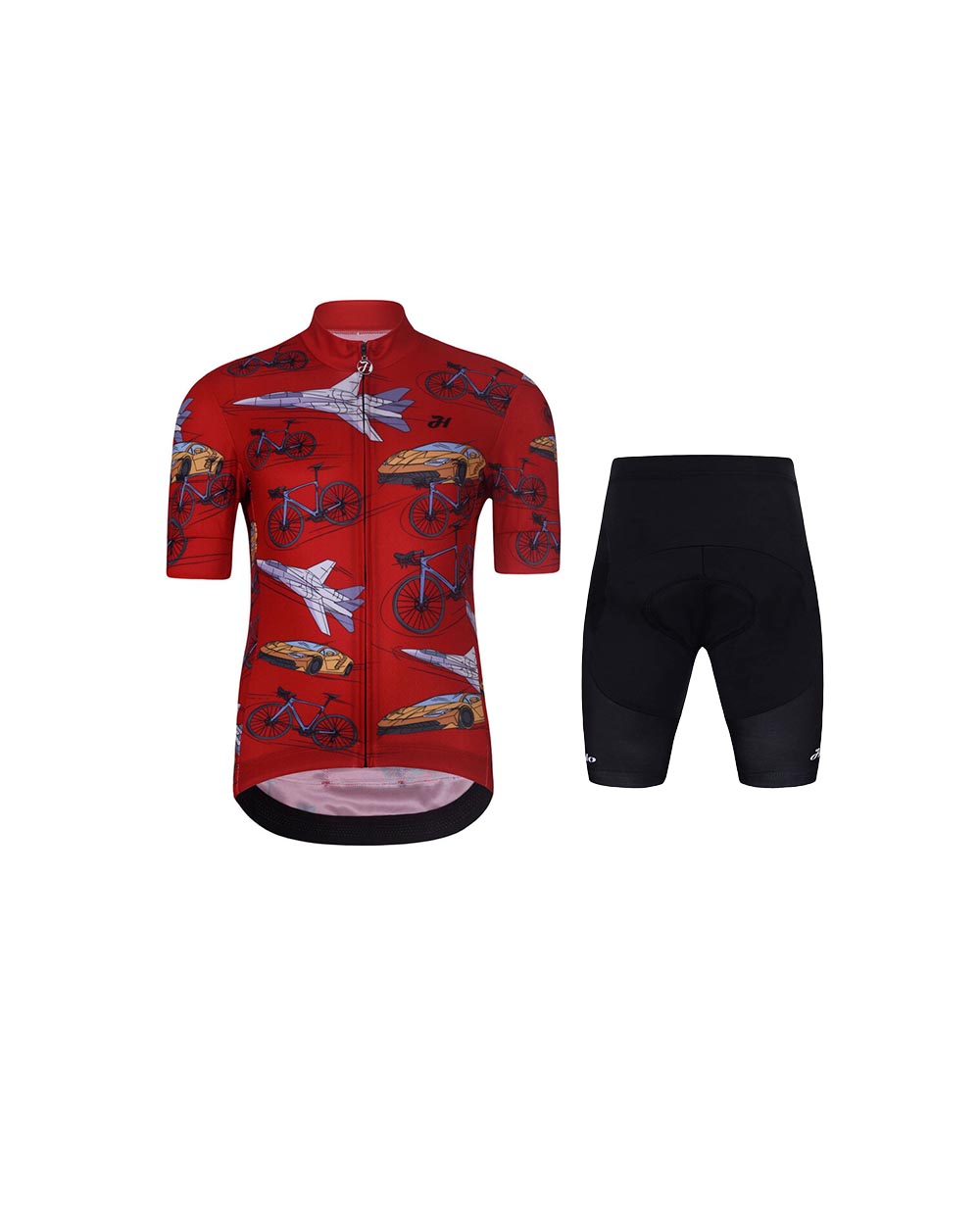HOLOKOLO Cyklistický krátky dres a krátke nohavice - SPEED - čierna/červená/viacfarebná