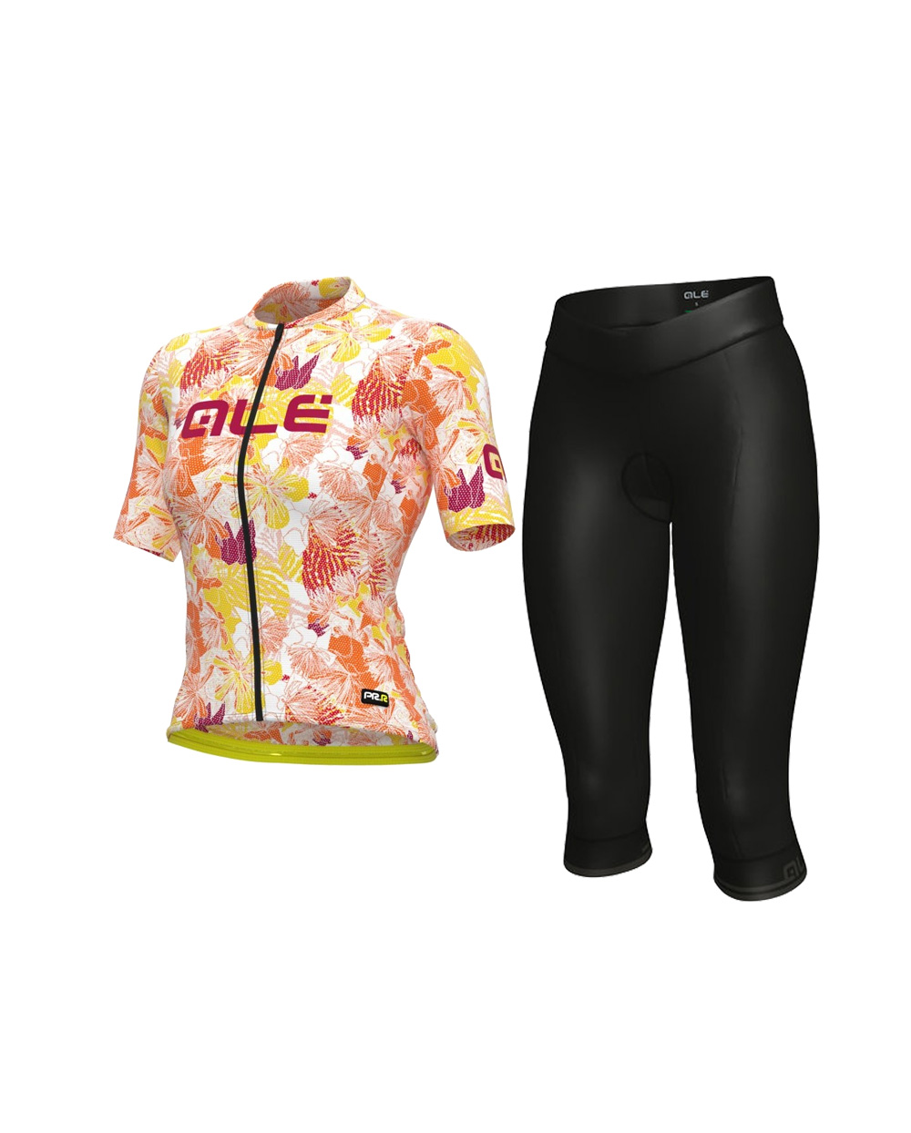 ALÉ Cyklistický krátky dres a krátke nohavice - PR-S AMAZZONIA LADY - čierna/oranžová