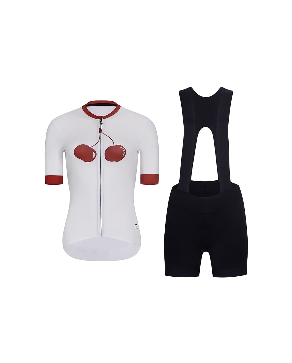 RIVANELLE BY HOLOKOLO Cyklistický krátky dres a krátke nohavice - FRUIT LADY - biela/čierna/červená