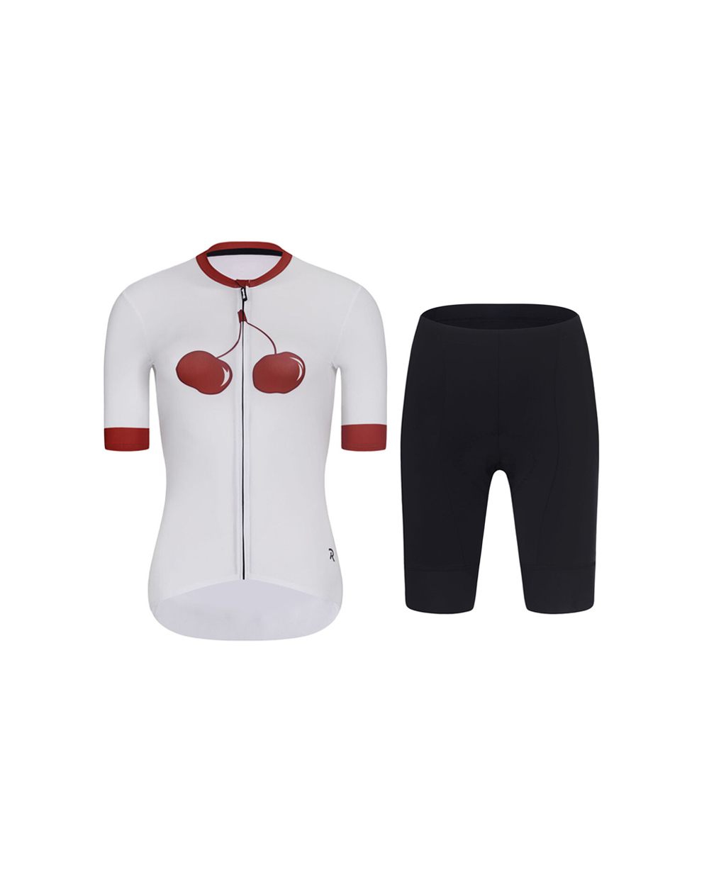 RIVANELLE BY HOLOKOLO Cyklistický krátky dres a krátke nohavice - FRUIT LADY - biela/čierna/červená