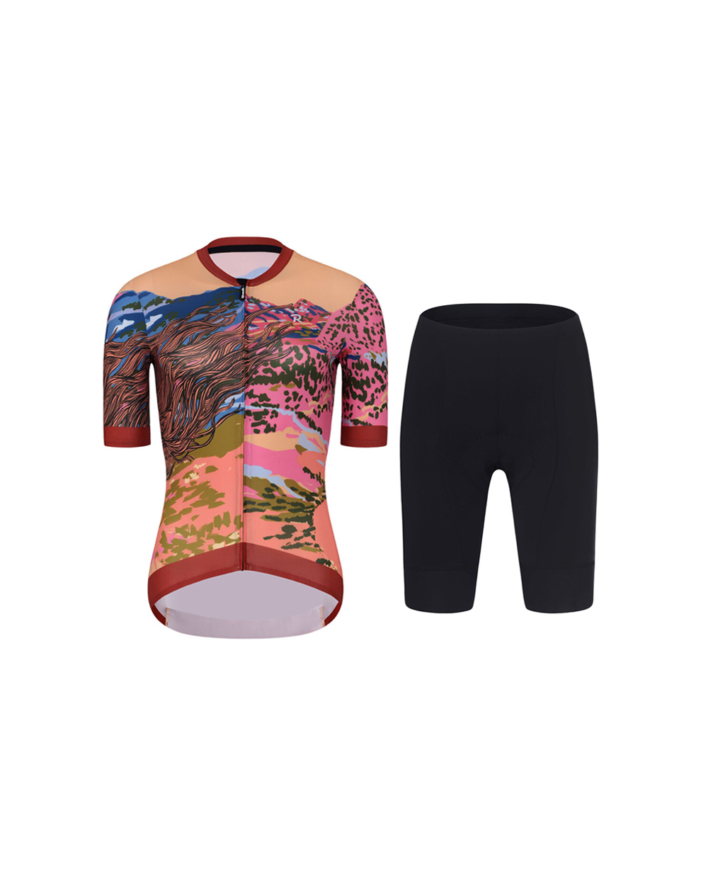 RIVANELLE BY HOLOKOLO Cyklistický krátky dres a krátke nohavice - FREE ELITE LADY - viacfarebná/čierna/oranžová
