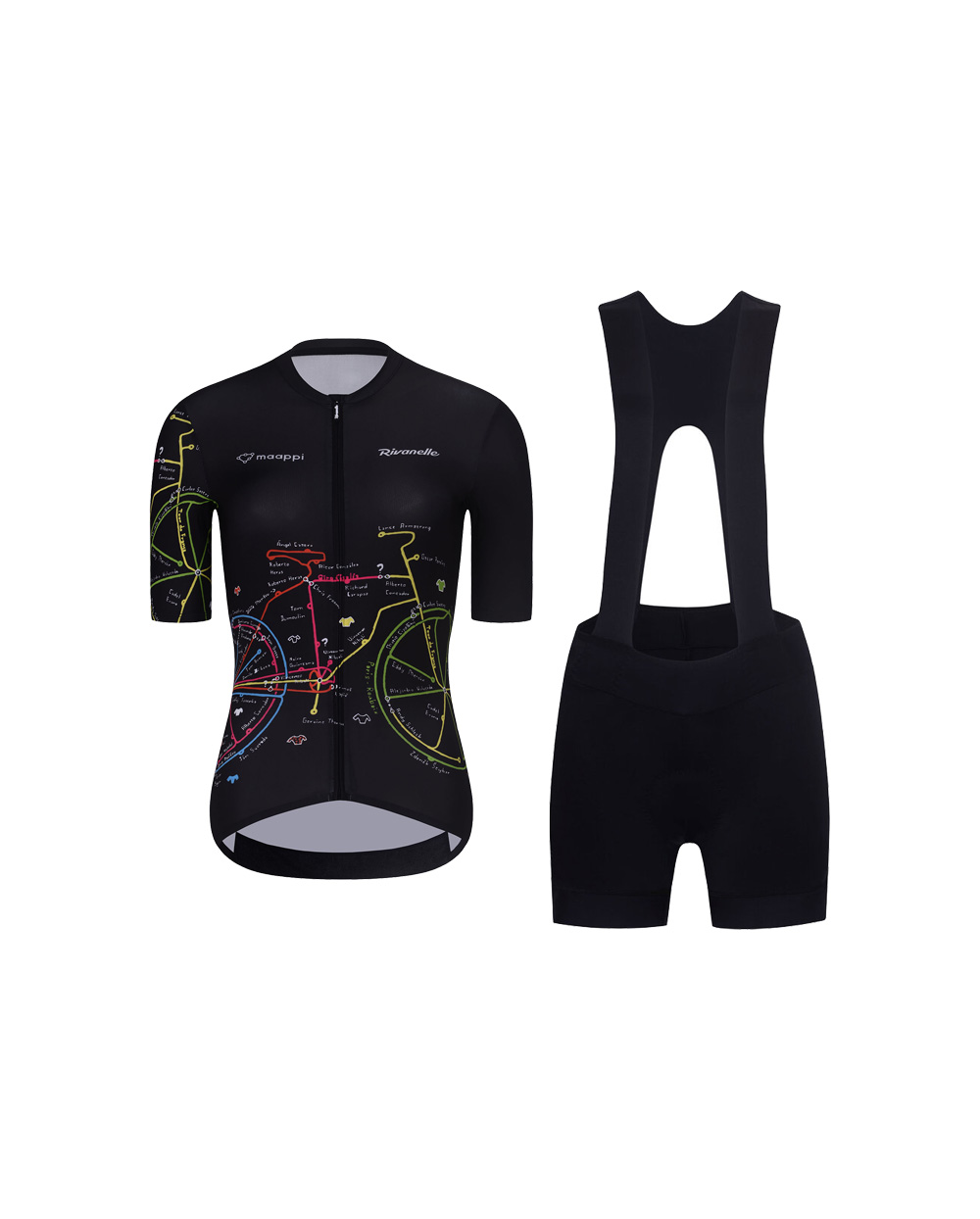 RIVANELLE BY HOLOKOLO Cyklistický krátky dres a krátke nohavice - MAAPPI DARK - ružová/čierna
