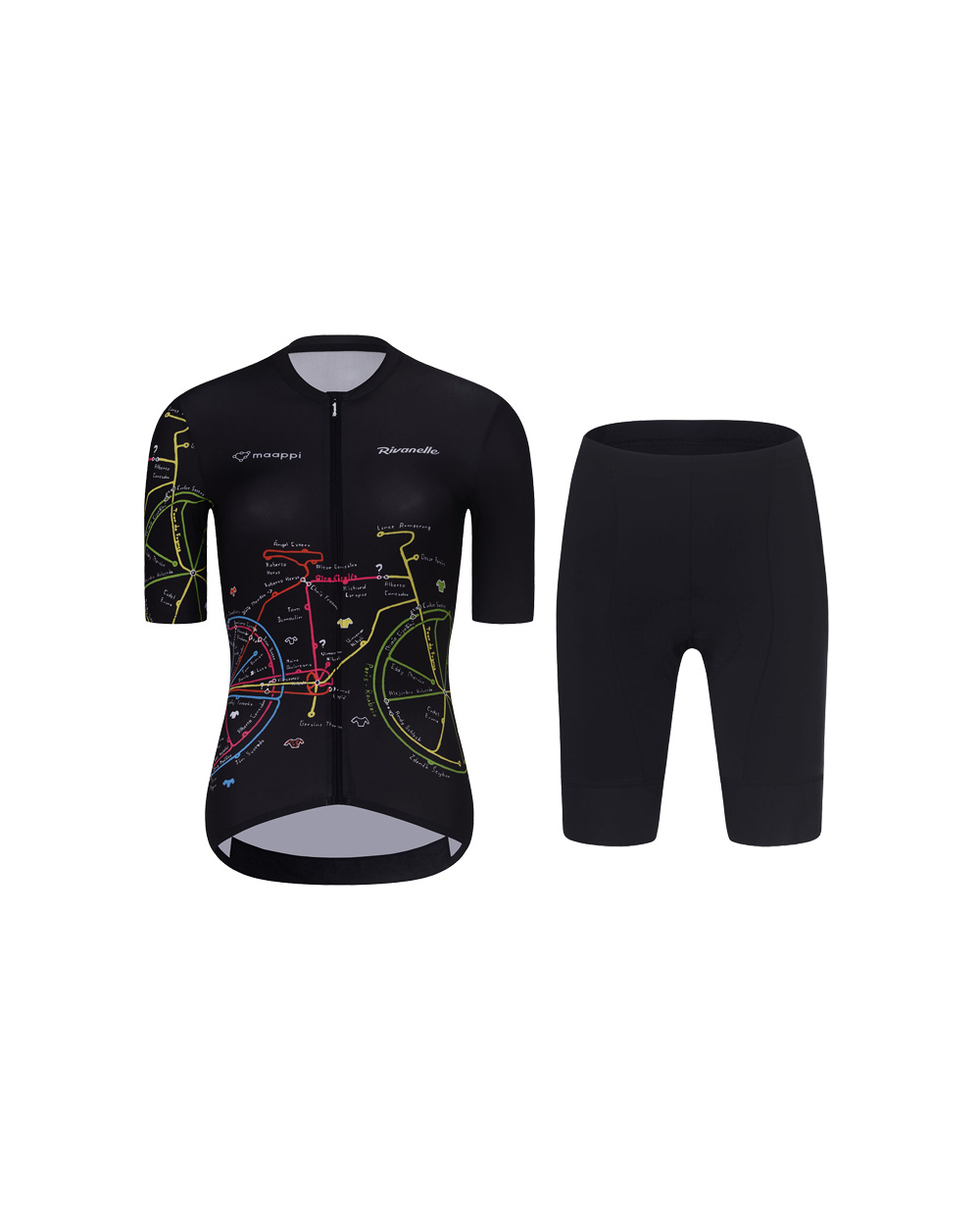 RIVANELLE BY HOLOKOLO Cyklistický krátky dres a krátke nohavice - MAAPPI DARK - ružová/čierna