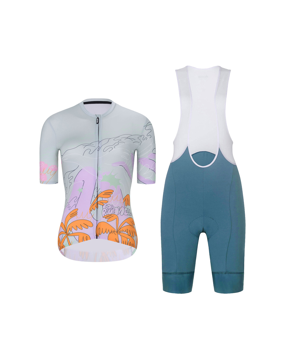 RIVANELLE BY HOLOKOLO Cyklistický krátky dres a krátke nohavice - SPIRIT - zelená/viacfarebná