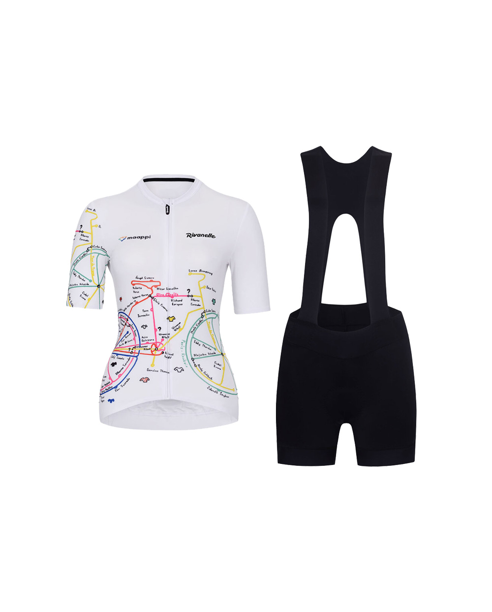 RIVANELLE BY HOLOKOLO Cyklistický krátky dres a krátke nohavice - MAAPPI ELITE - biela/žltá