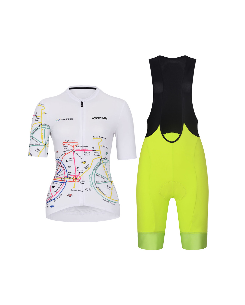 RIVANELLE BY HOLOKOLO Cyklistický krátky dres a krátke nohavice - MAAPPI ELITE LADY - žltá/biela