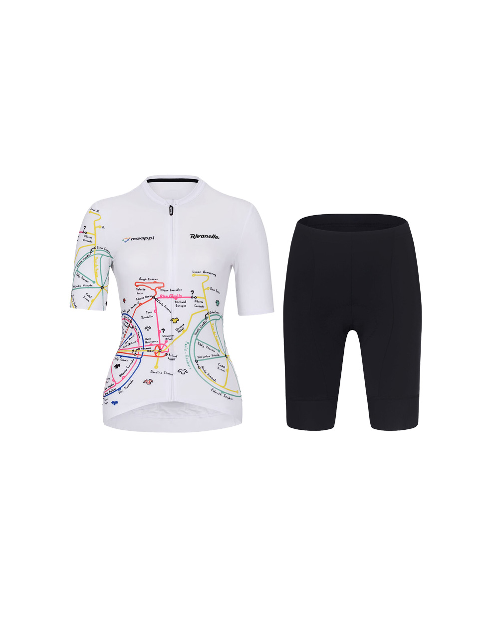 RIVANELLE BY HOLOKOLO Cyklistický krátky dres a krátke nohavice - MAAPPI ELITE - žltá/biela