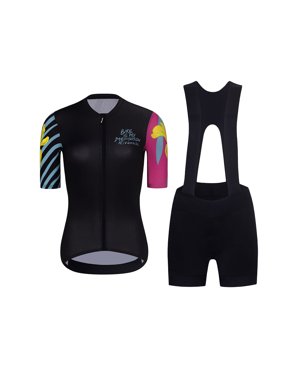 RIVANELLE BY HOLOKOLO Cyklistický krátky dres a krátke nohavice - MEDITATION - ružová/čierna