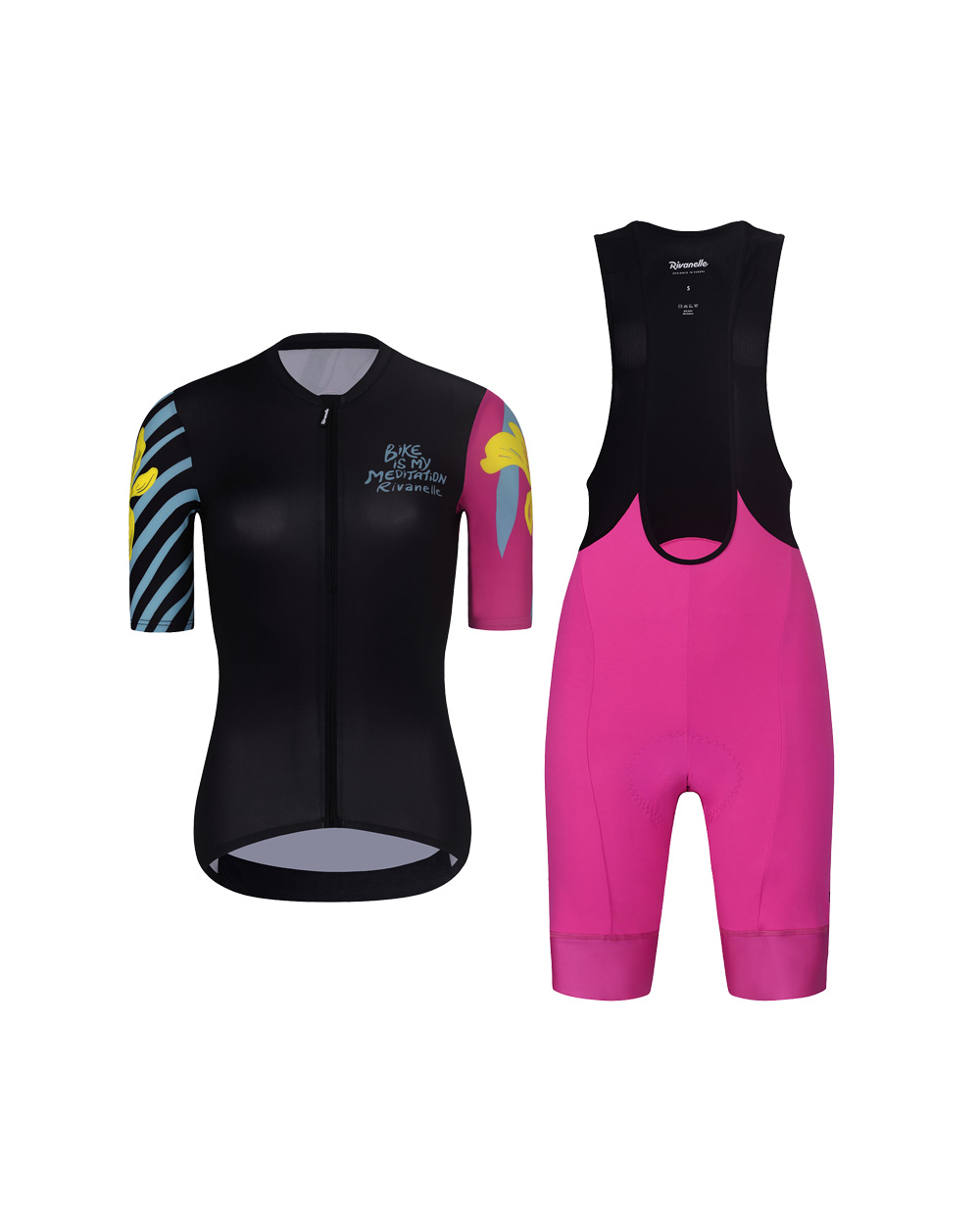 RIVANELLE BY HOLOKOLO Cyklistický krátky dres a krátke nohavice - MEDITATION  - ružová/čierna