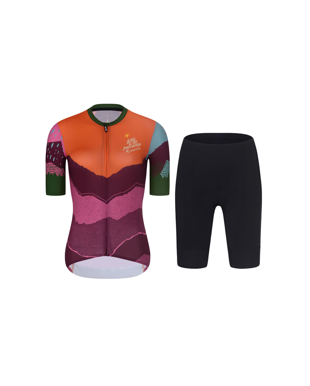 RIVANELLE BY HOLOKOLO Cyklistický krátky dres a krátke nohavice - SERENITY - fialová/čierna/červená