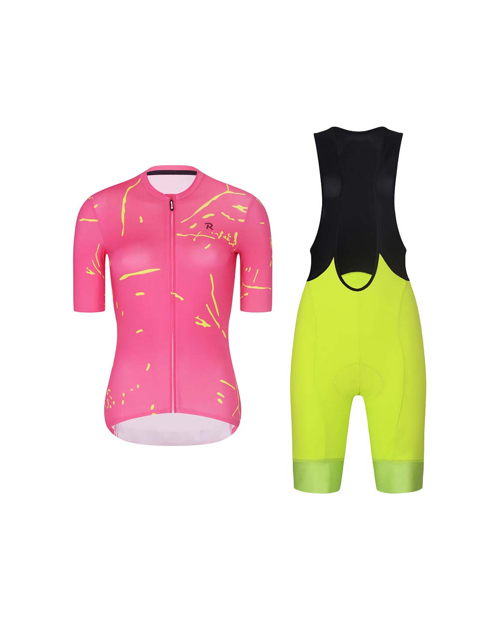 RIVANELLE BY HOLOKOLO Cyklistický krátky dres a krátke nohavice - PASSION - žltá/ružová