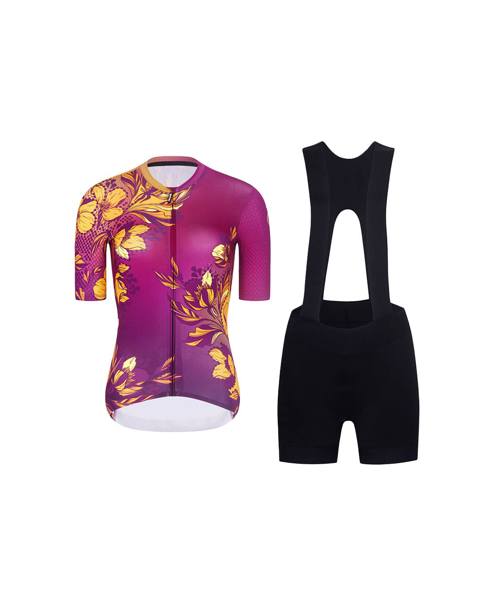 RIVANELLE BY HOLOKOLO Cyklistický krátky dres a krátke nohavice - BAROC - fialová/žltá