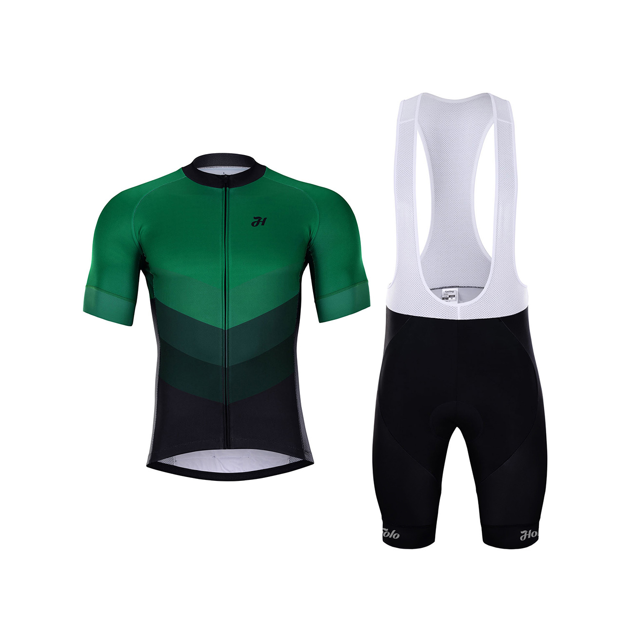 
                HOLOKOLO Cyklistický krátky dres a krátke nohavice - NEW NEUTRAL - čierna/zelená
            