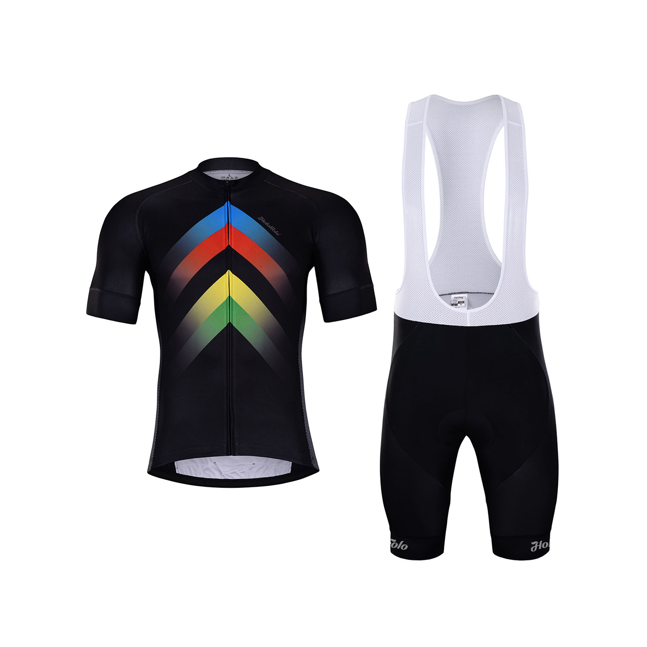 
                HOLOKOLO Cyklistický krátky dres a krátke nohavice - HYPER - čierna/dúhová
            