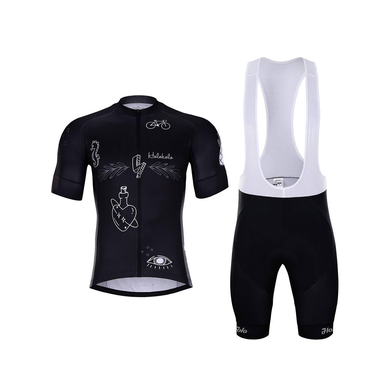 
                HOLOKOLO Cyklistický krátky dres a krátke nohavice - BLACK OUT - čierna
            