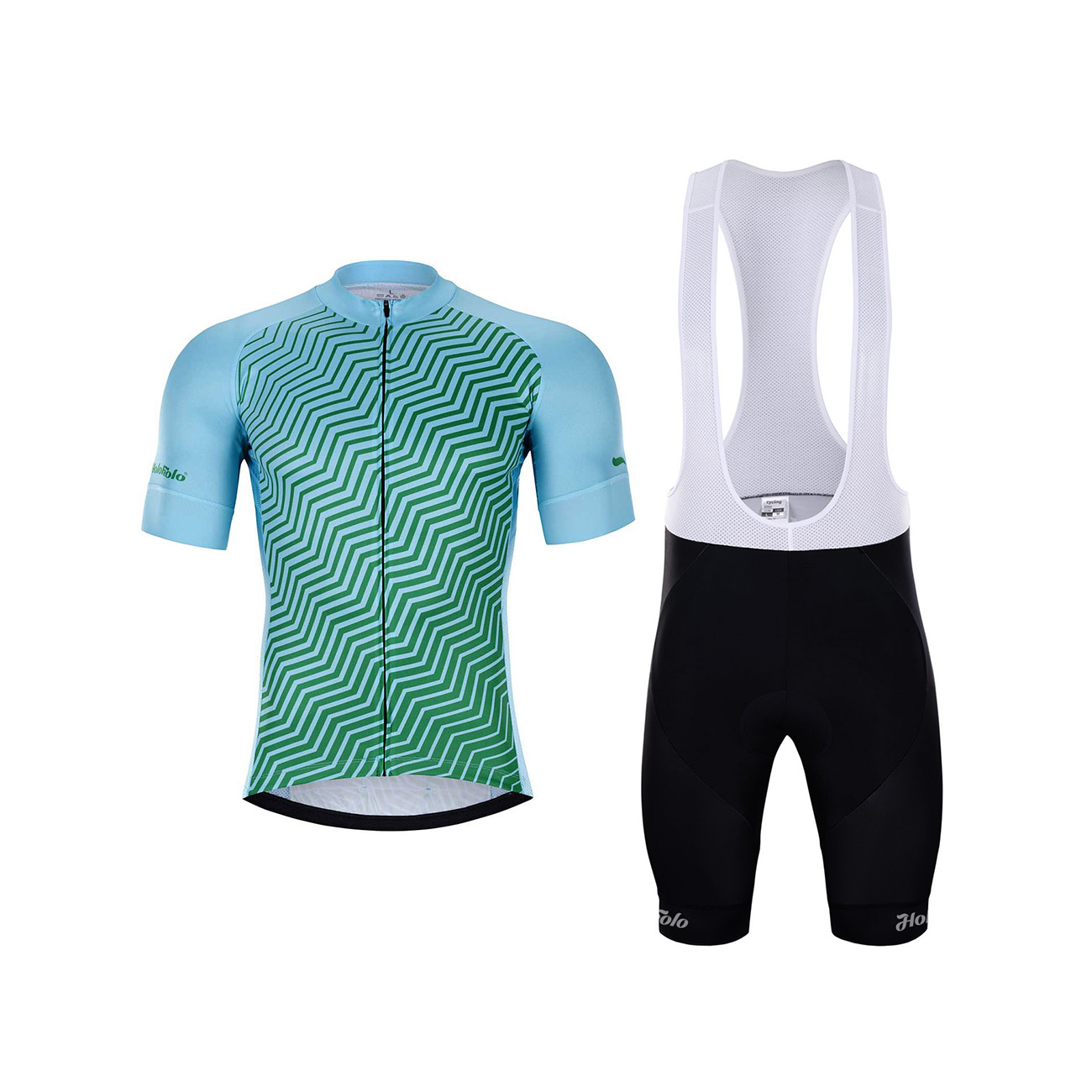 
                HOLOKOLO Cyklistický krátky dres a krátke nohavice - DAYBREAK - svetlo modrá/čierna/zelená
            