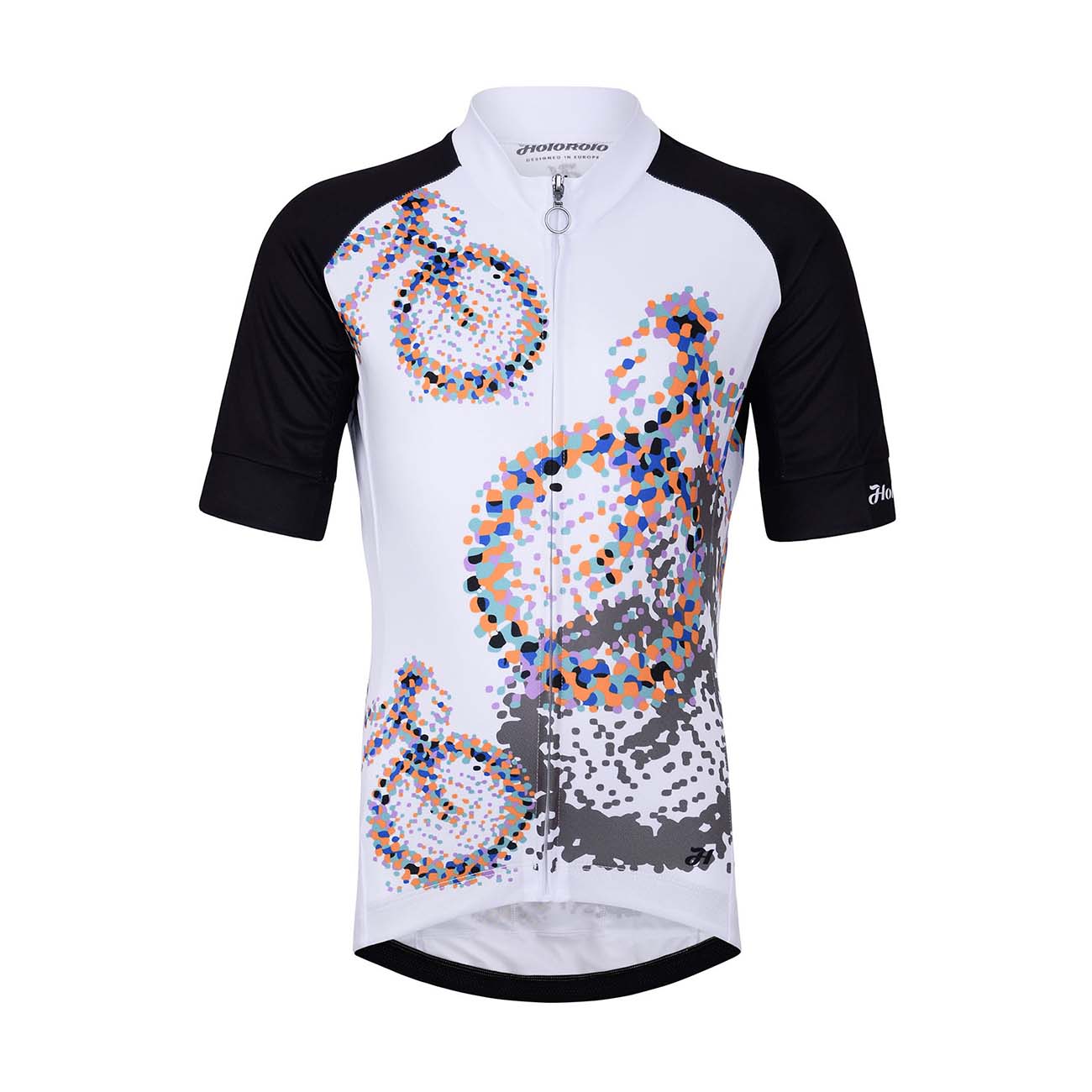 HOLOKOLO Cyklistický dres s krátkym rukávom - RIDERS KIDS - biela/čierna L-155cm