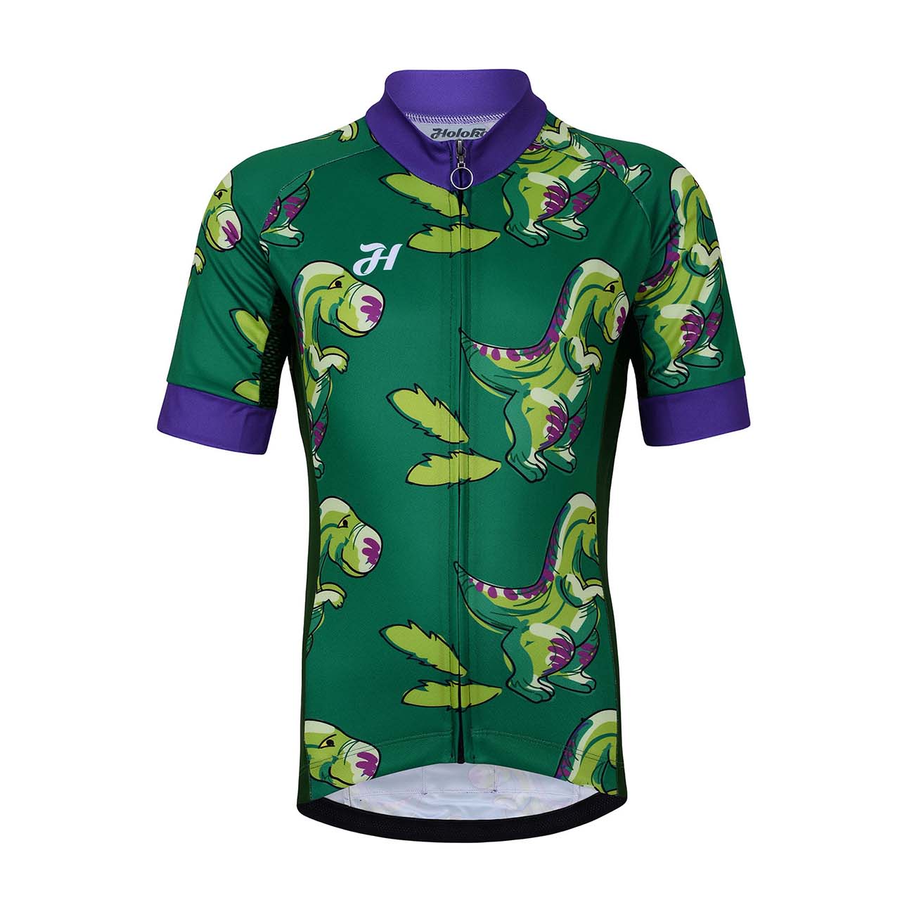 HOLOKOLO Cyklistický dres s krátkym rukávom - DINOSAURS KIDS - zelená M-145cm