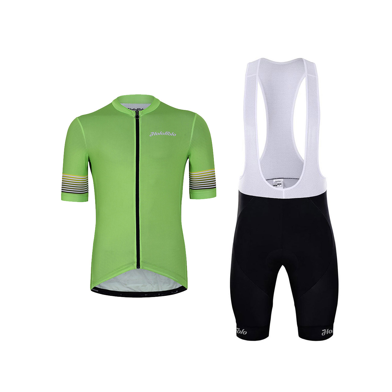 
                HOLOKOLO Cyklistický krátky dres a krátke nohavice - RAINBOW - čierna/zelená
            