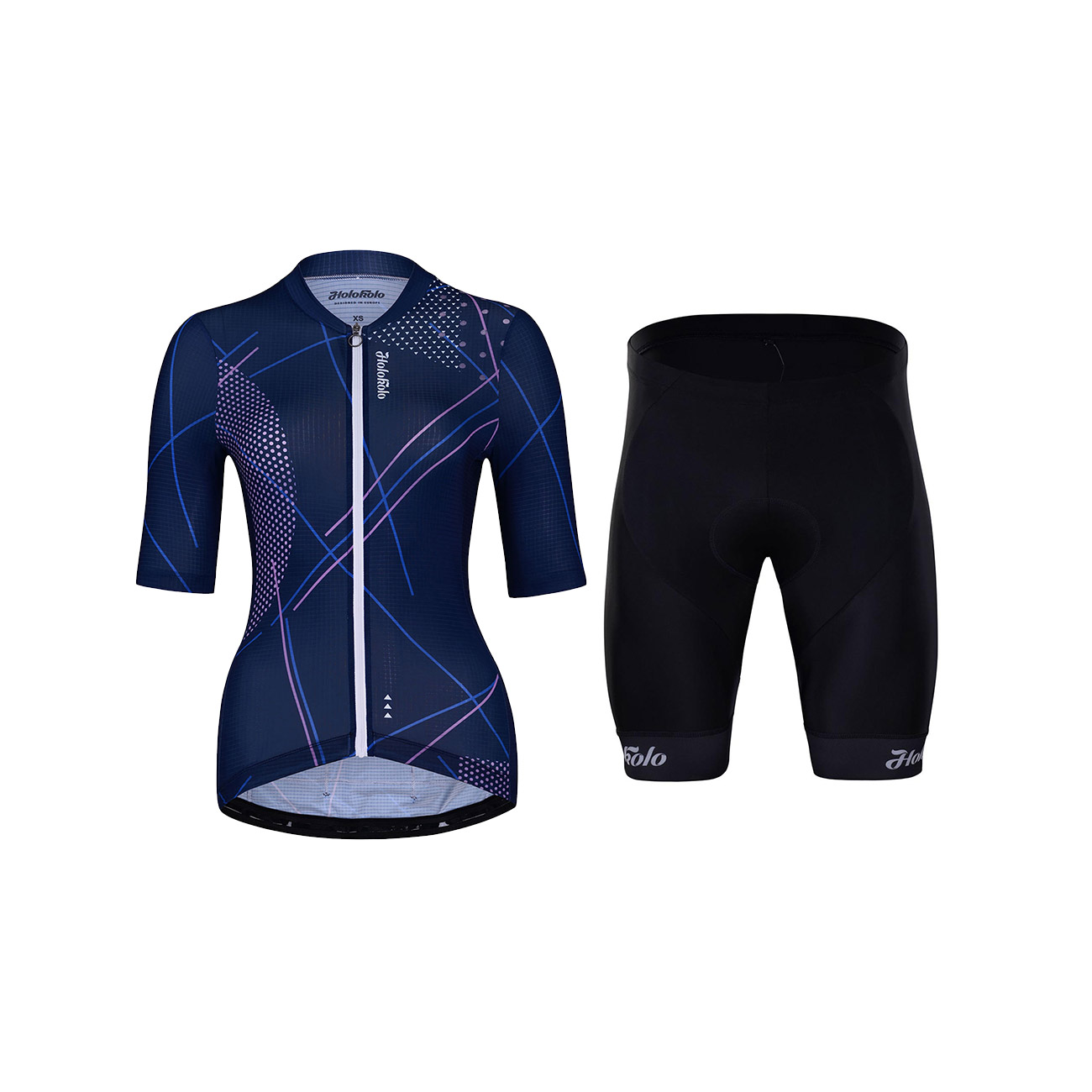 
                HOLOKOLO Cyklistický krátky dres a krátke nohavice - SPARKLE LADY - čierna/modrá
            