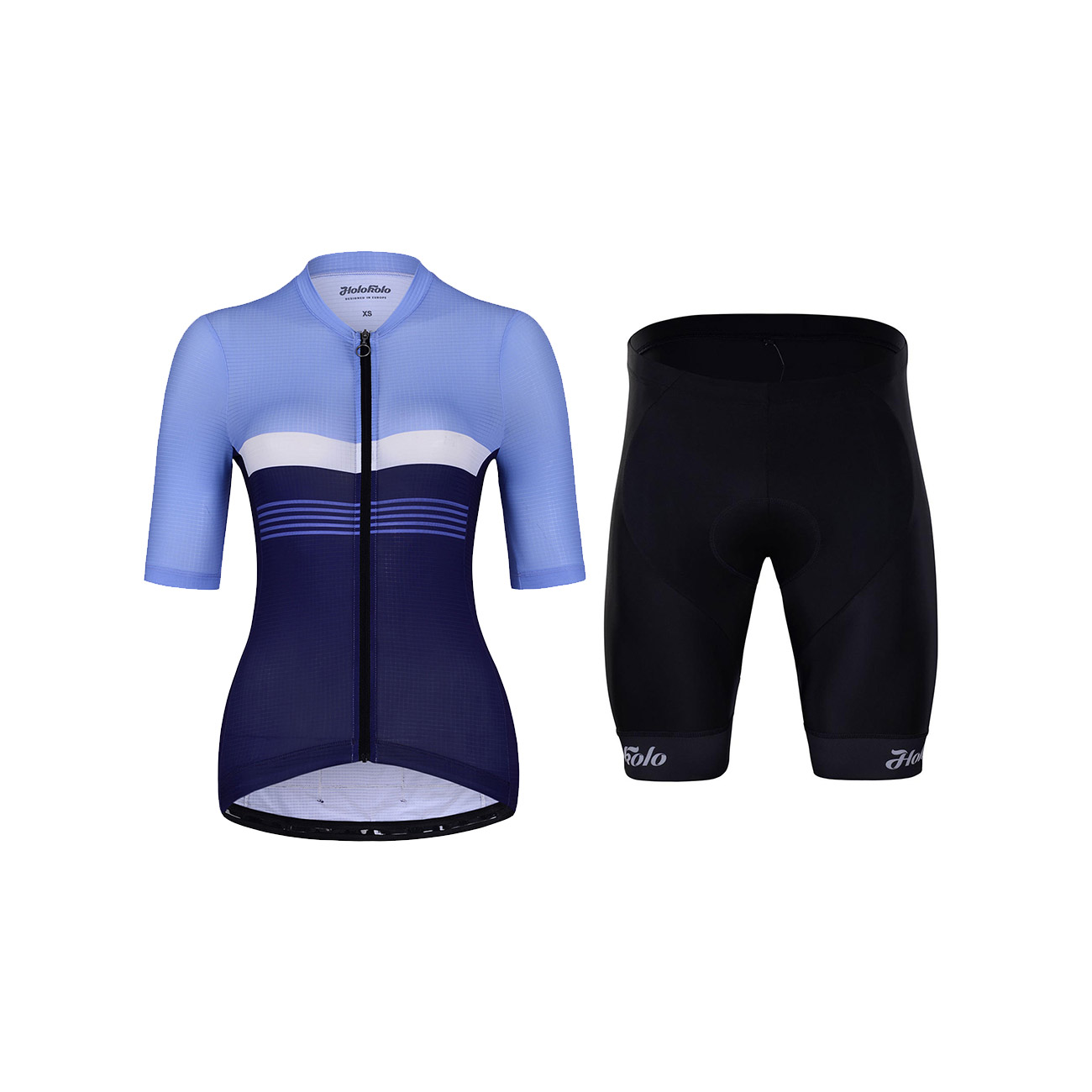 
                HOLOKOLO Cyklistický krátky dres a krátke nohavice - SPORTY LADY - svetlo modrá/modrá/čierna
            