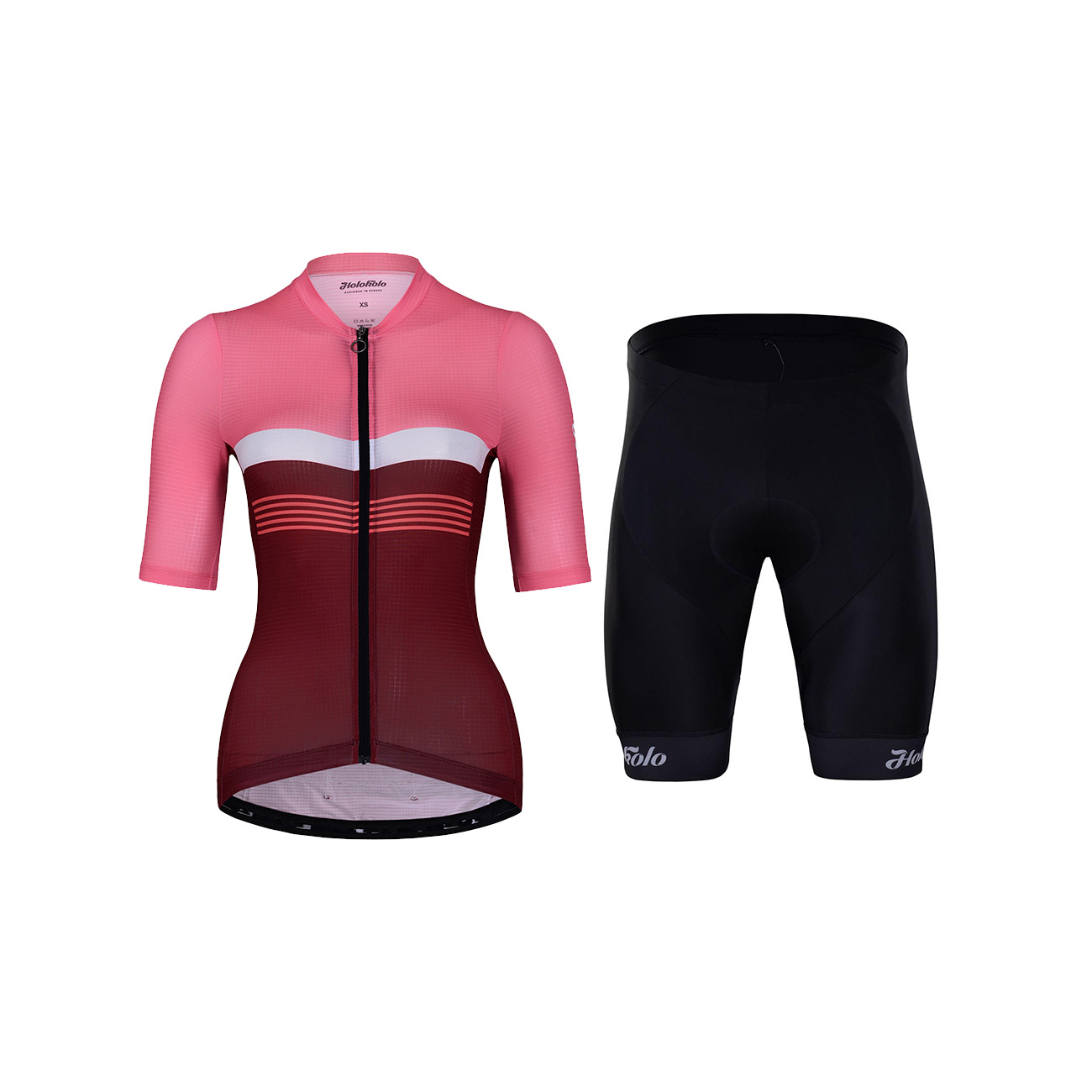 
                HOLOKOLO Cyklistický krátky dres a krátke nohavice - SPORTY LADY - ružová/bordová/čierna
            