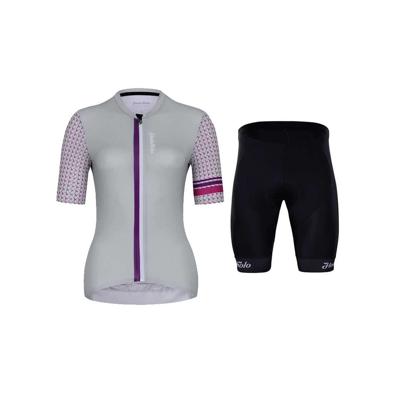 HOLOKOLO Cyklistický krátky dres a krátke nohavice - KIND ELITE LADY - šedá/čierna