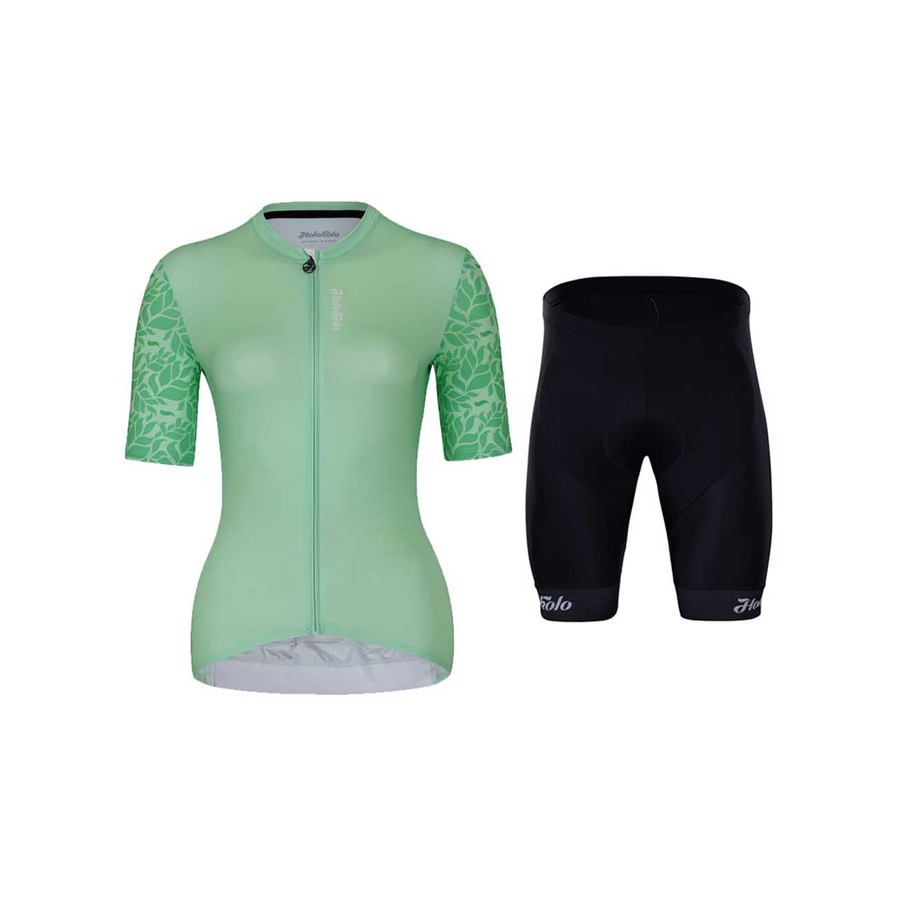 HOLOKOLO Cyklistický krátky dres a krátke nohavice - FRESH ELITE LADY - zelená/čierna
