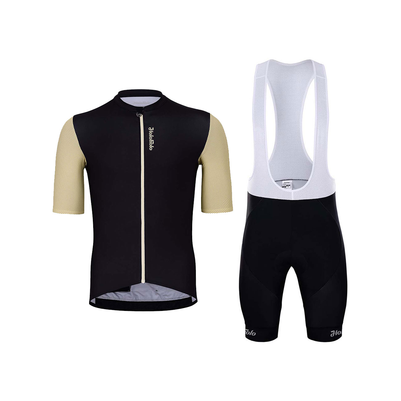 
                HOLOKOLO Cyklistický krátky dres a krátke nohavice - RELIABLE ELITE - béžová/čierna
            
