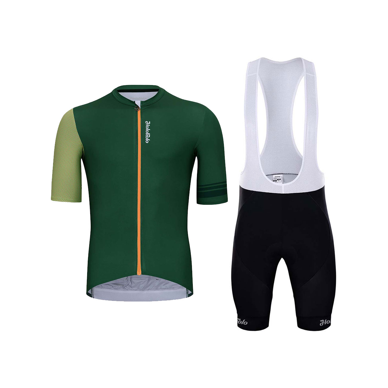 
                HOLOKOLO Cyklistický krátky dres a krátke nohavice - LUCKY ELITE - čierna/zelená
            