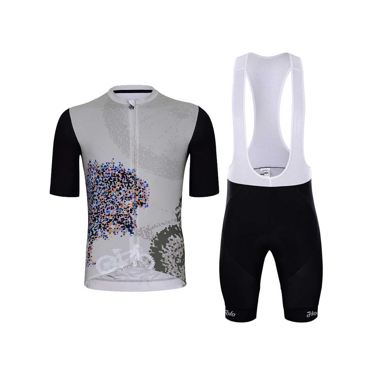 HOLOKOLO Cyklistický krátky dres a krátke nohavice - AMAZING ELITE - šedá/biela/čierna
