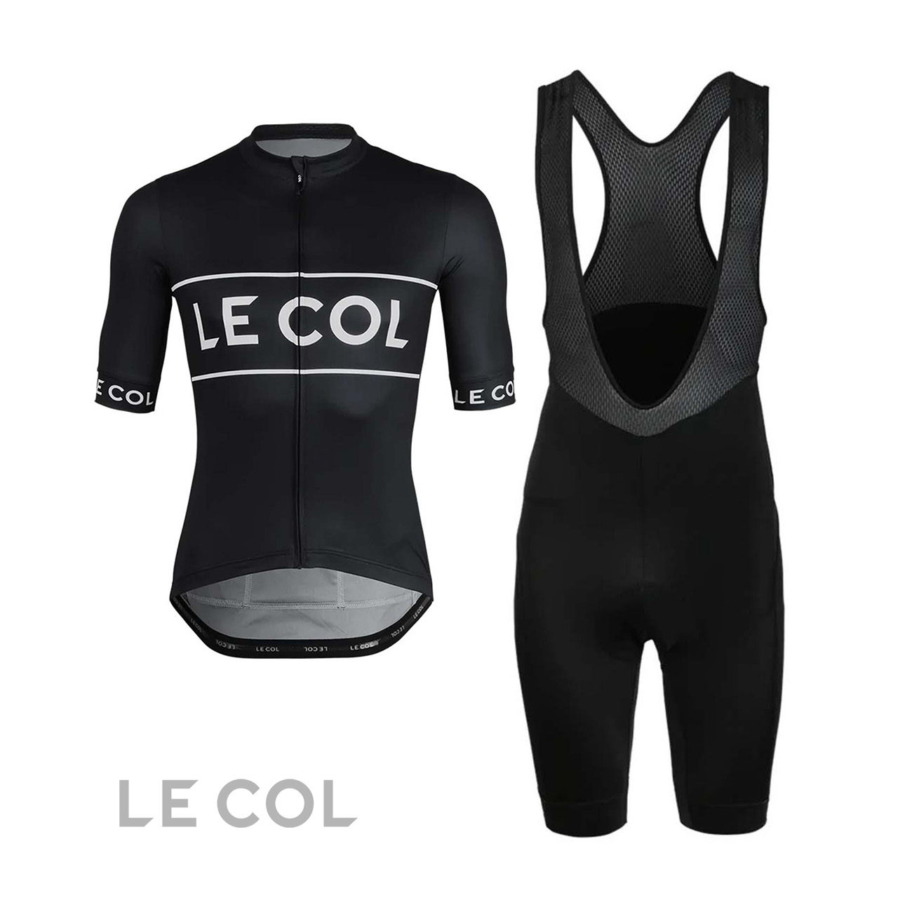 
                LE COL Cyklistický krátky dres a krátke nohavice - LE COLSPORT LOGO + S - čierna
            