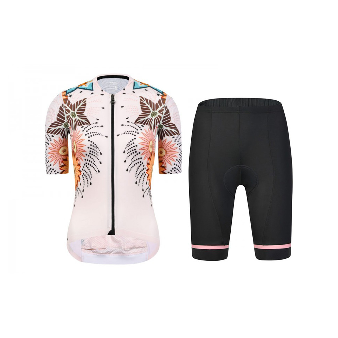 E-shop MONTON Cyklistický krátky dres a krátke nohavice - BLOOMS LADY - oranžová/čierna