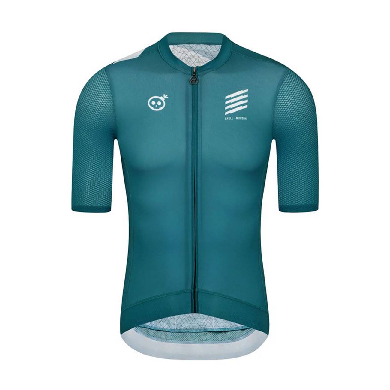 MONTON Cyklistický dres s krátkym rukávom - SKULL III - tyrkysová/biela