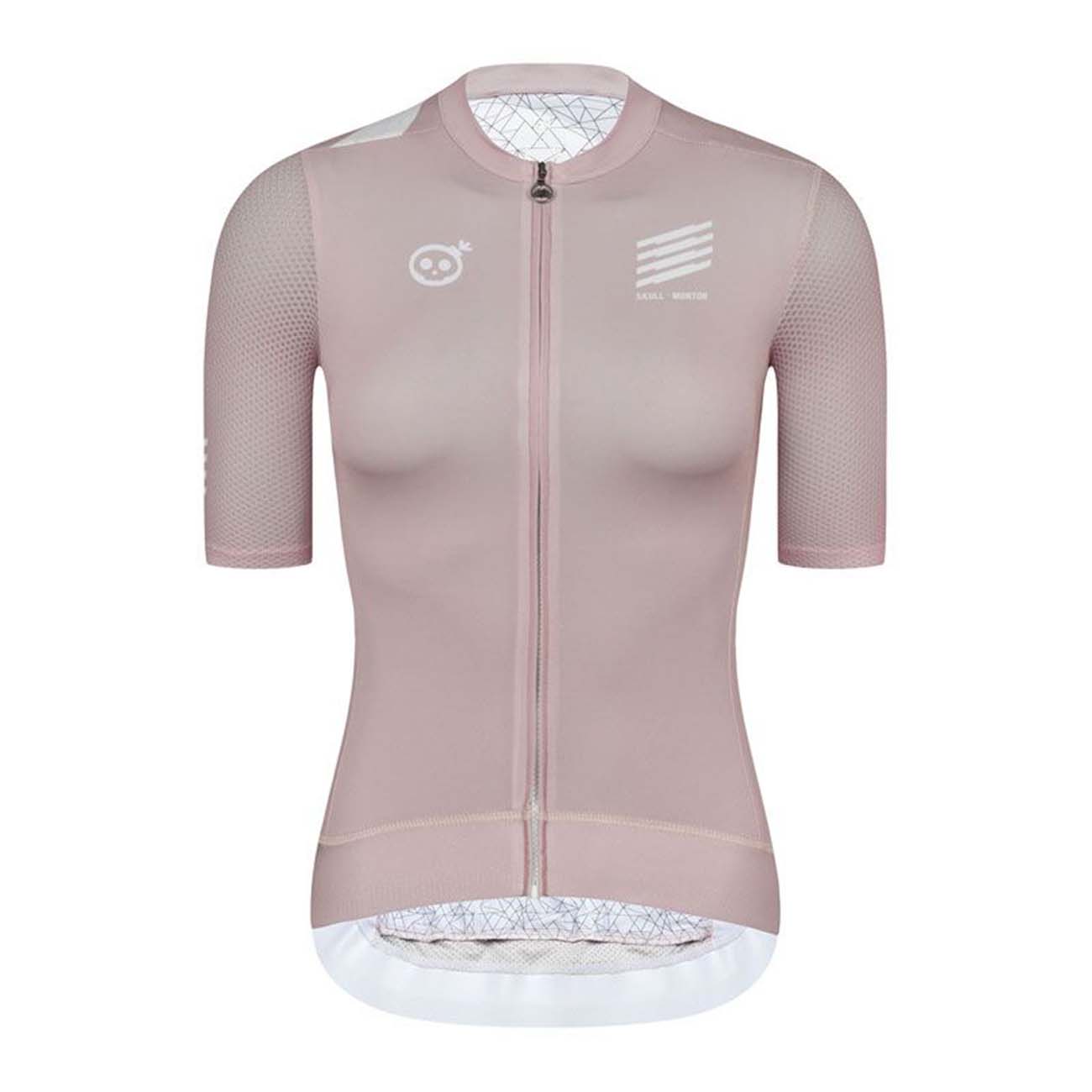 
                MONTON Cyklistický dres s krátkym rukávom - SKULL HOLIDAY LADY - ružová/biela
            