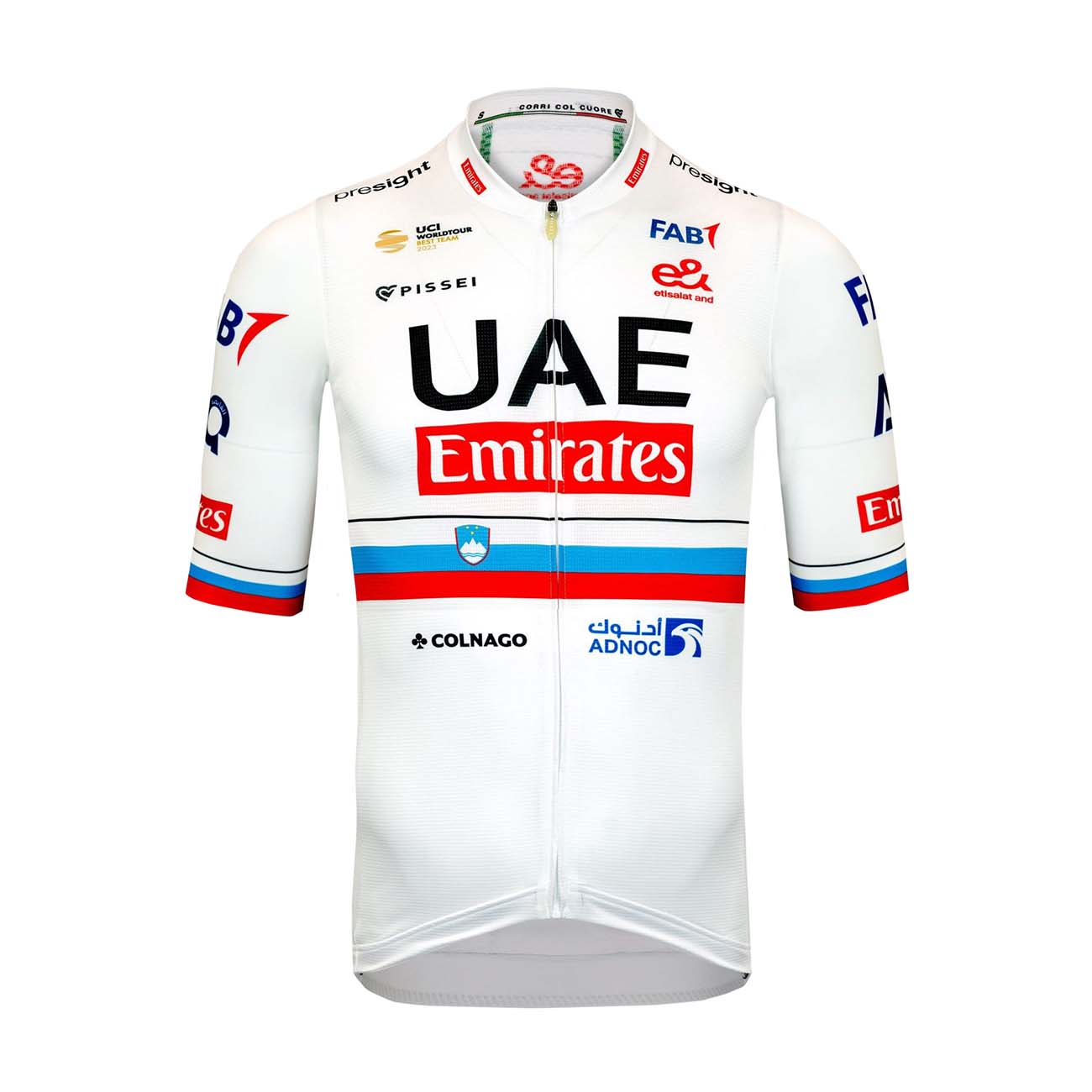 E-shop PISSEI Cyklistický dres s krátkym rukávom - UAE TEAM EMIRATES SLOVENIAN 2024 - biela/červená