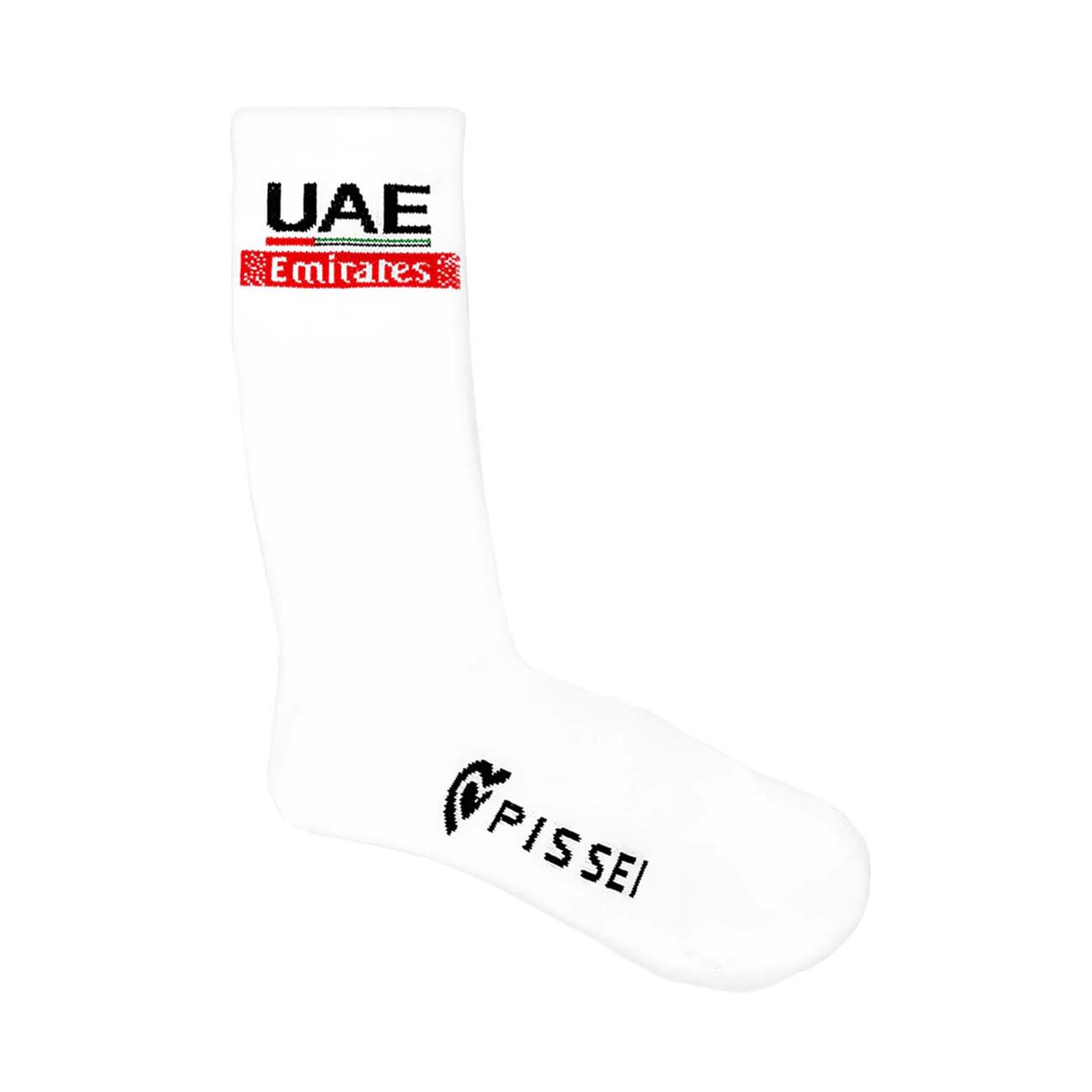 
                PISSEI Cyklistické ponožky klasické - PISSEI UAE TEAM EMIRATES 2024 RACE - biela
            