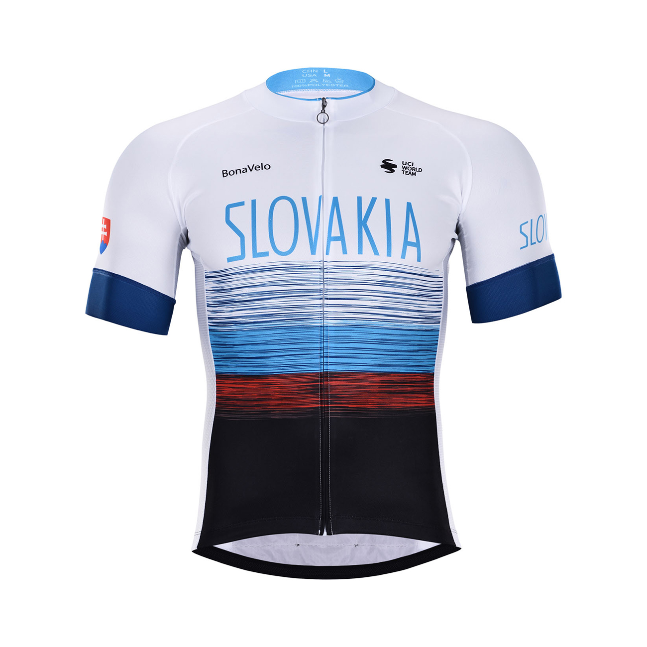 BONAVELO Cyklistický dres s krátkym rukávom - SLOVAKIA - biela/červená/modrá/čierna