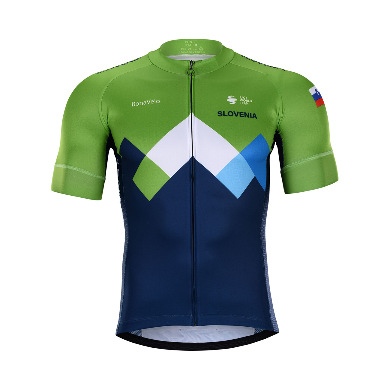 BONAVELO Cyklistický dres s krátkym rukávom - SLOVENIA - modrá/zelená M