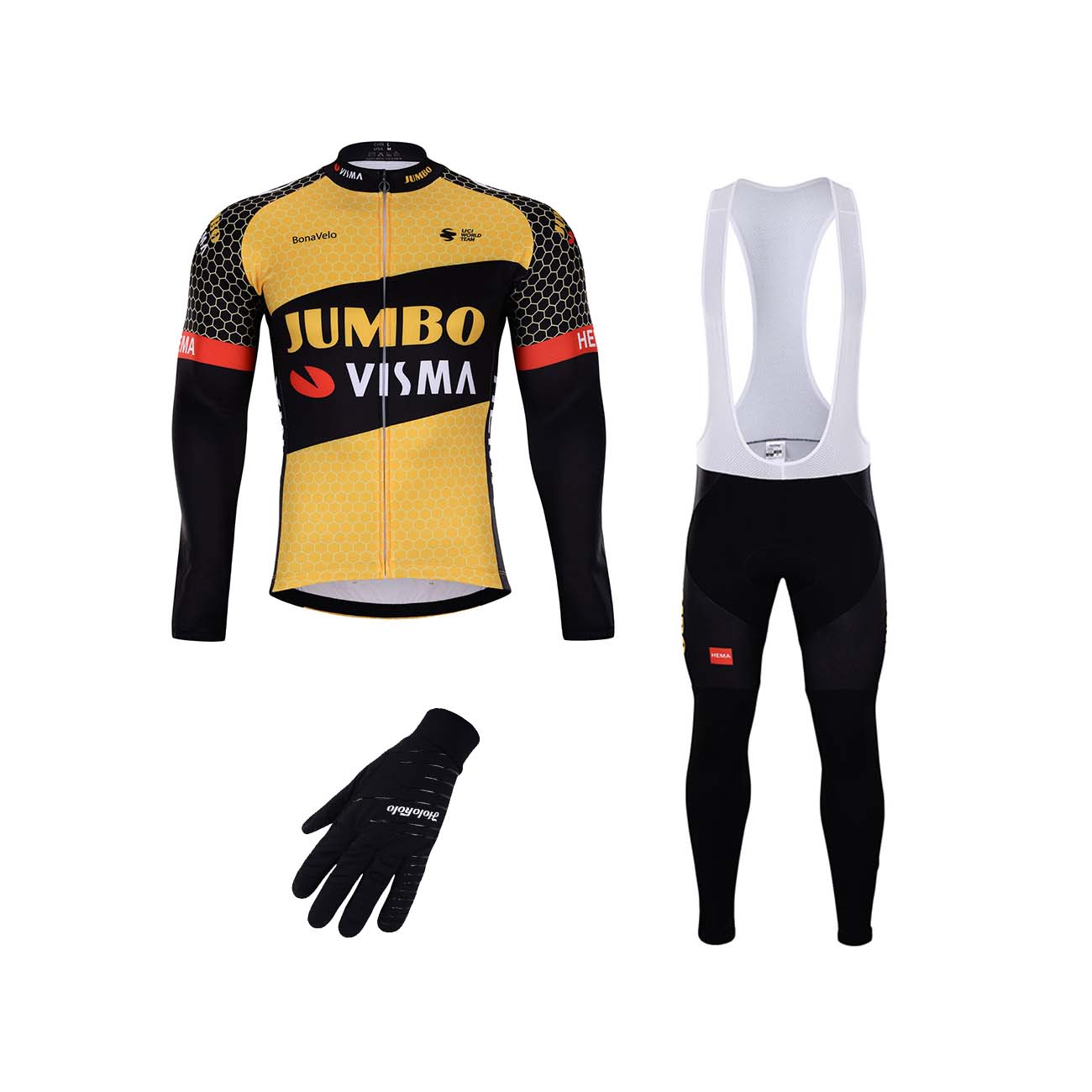 
                BONAVELO Cyklistický mega set - JUMBO-VISMA 2021 WNT - žltá/čierna
            