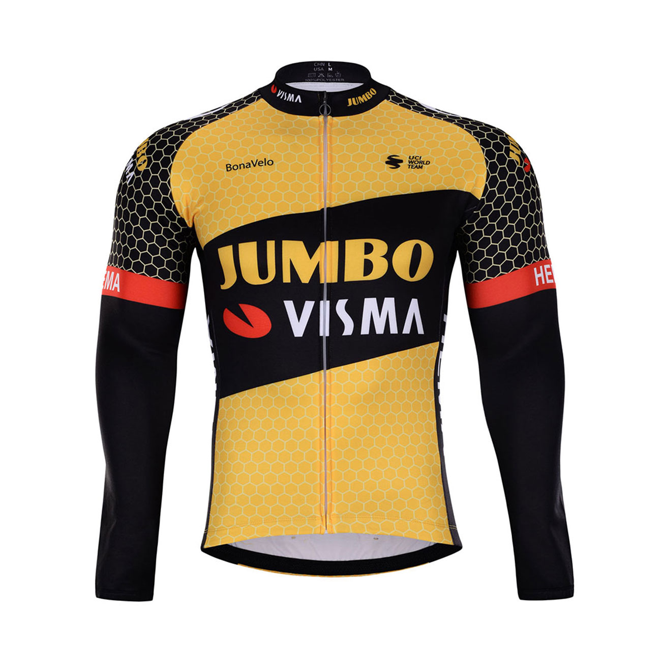 
                BONAVELO Cyklistický dres s dlhým rukávom zimný - JUMBO-VISMA 2021 WNT - žltá XS
            