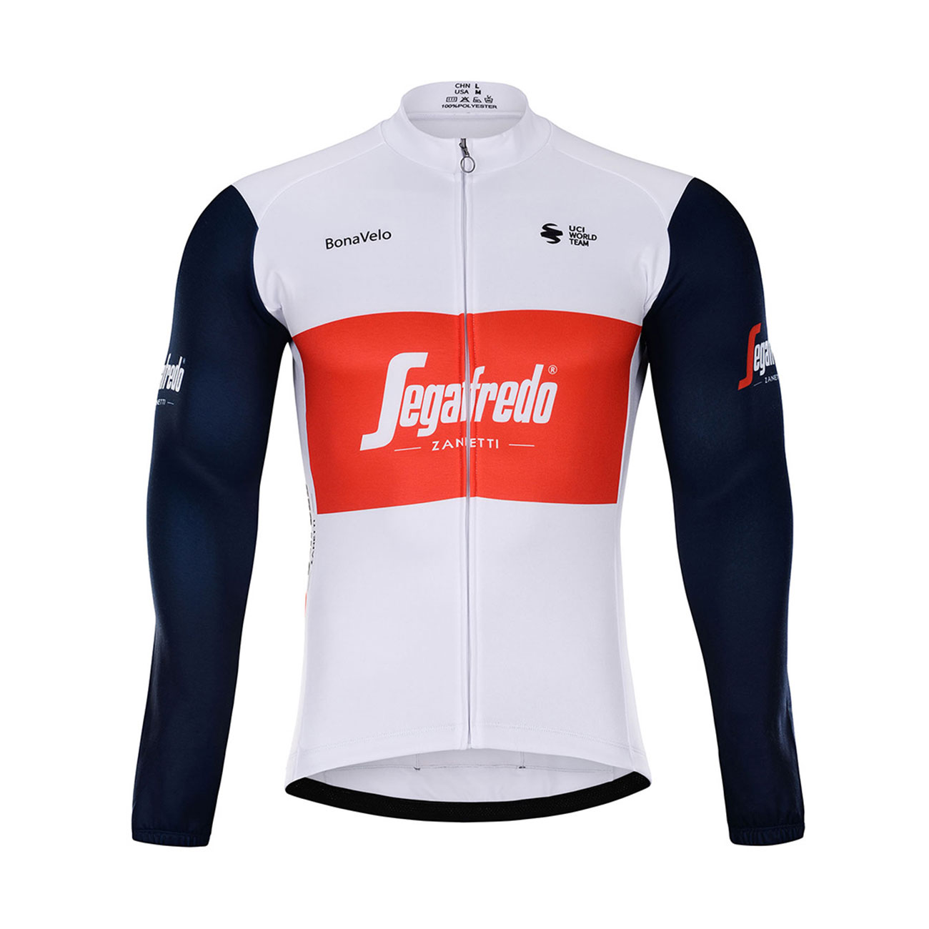 
                BONAVELO Cyklistický dres s dlhým rukávom zimný - TREK 2021 WINTER - biela/červená/modrá 4XL
            