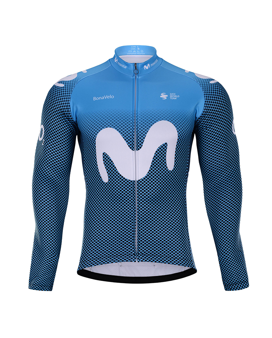 
                BONAVELO Cyklistický dres s dlhým rukávom zimný - MOVISTAR 2021 WINTER - biela/modrá XS
            