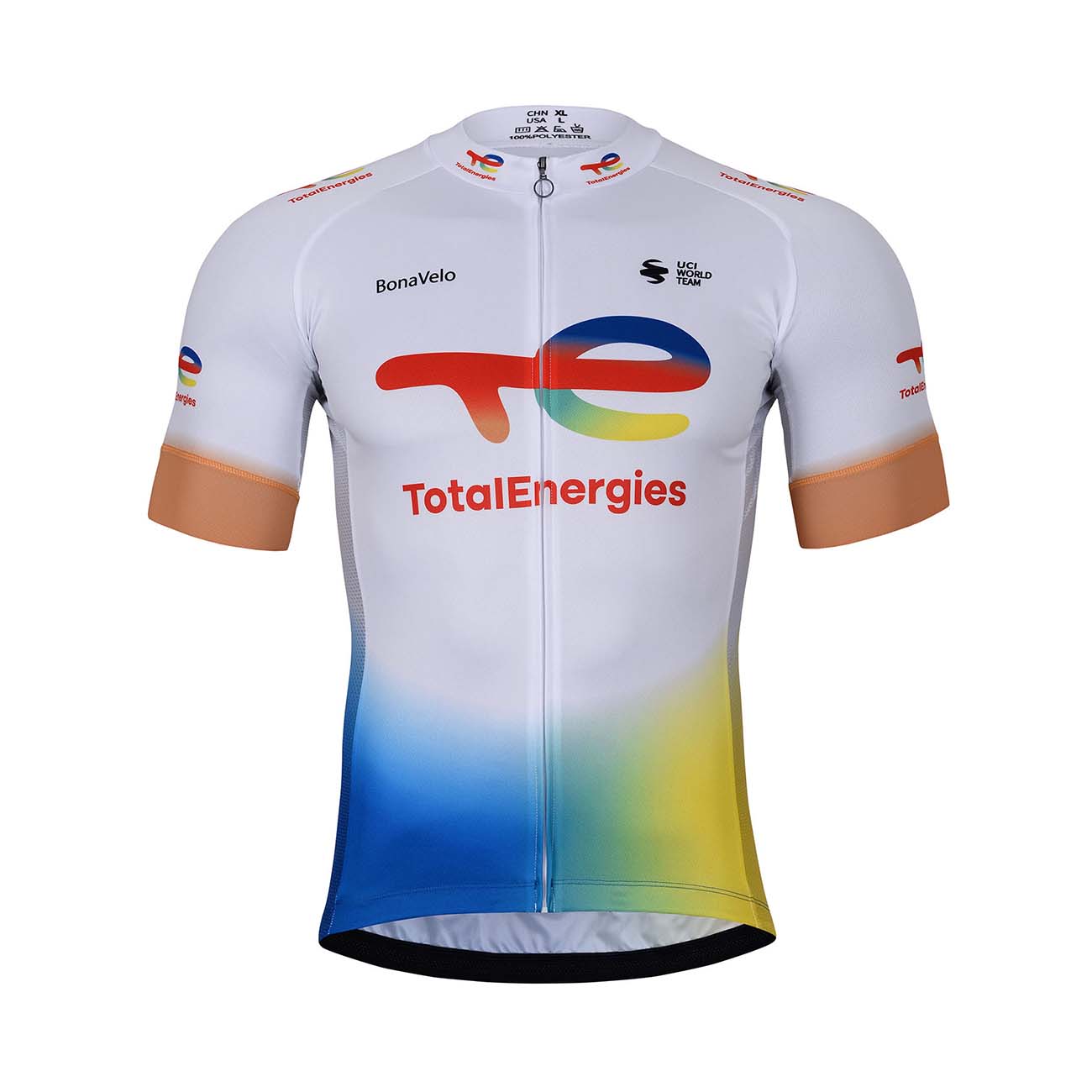 
                BONAVELO Cyklistický dres s krátkym rukávom - TOTAL ENERGIES 2023 - biela/modrá/červená/žltá 2XL
            